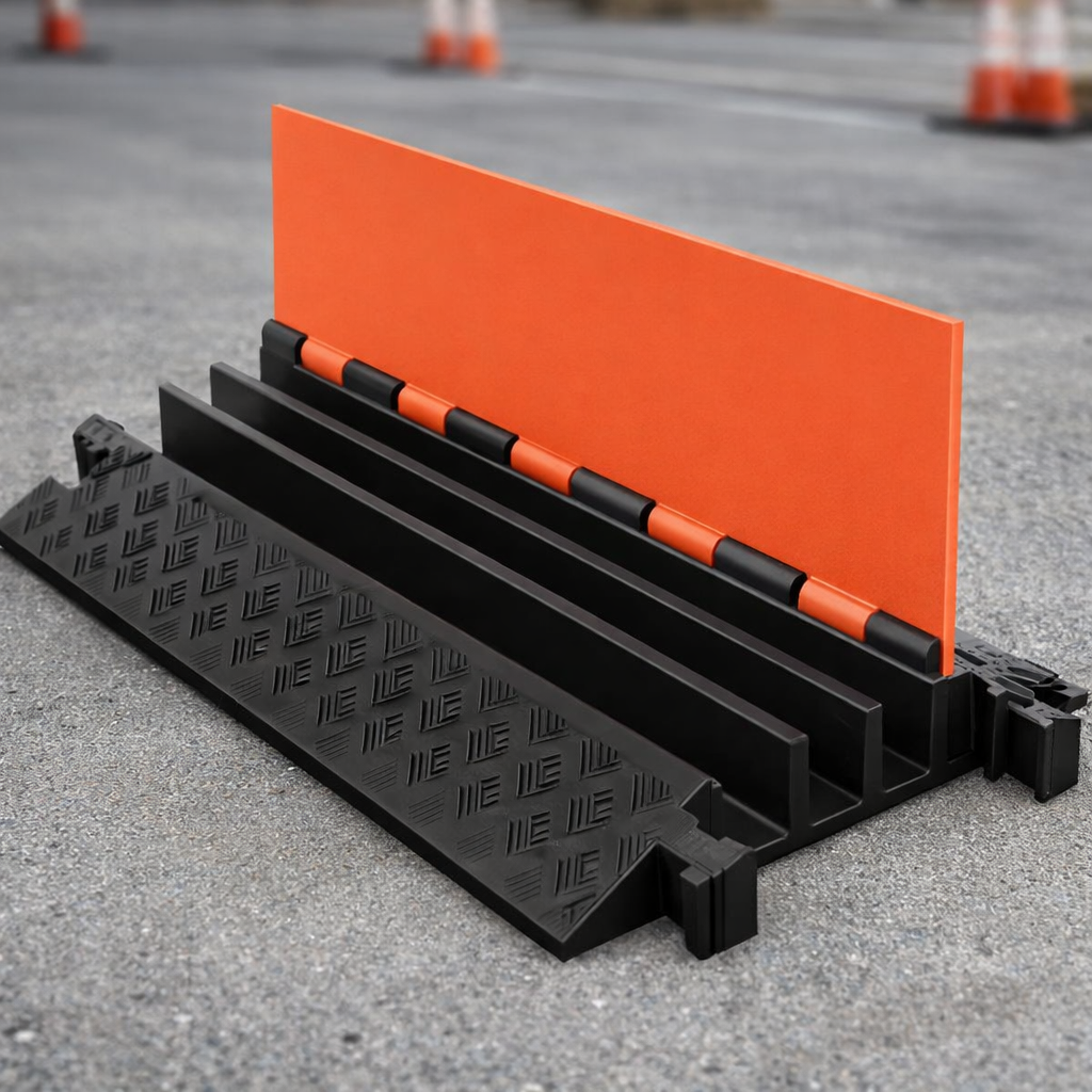 3-Channel Cable Protector – Orange/Black – Heavy Duty – Commercial Use