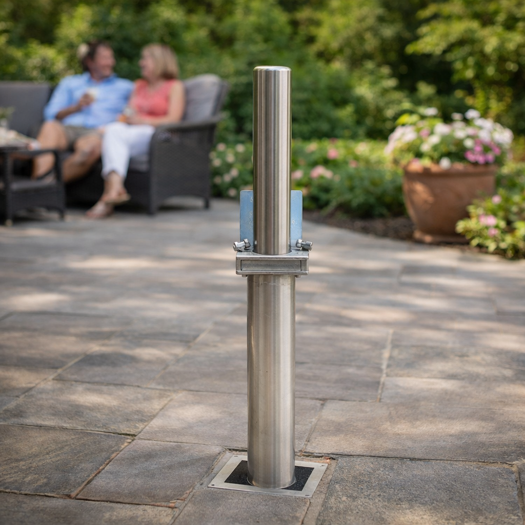 Retractable Bollard – Stainless Steel – Heavy Duty – Commercial Use