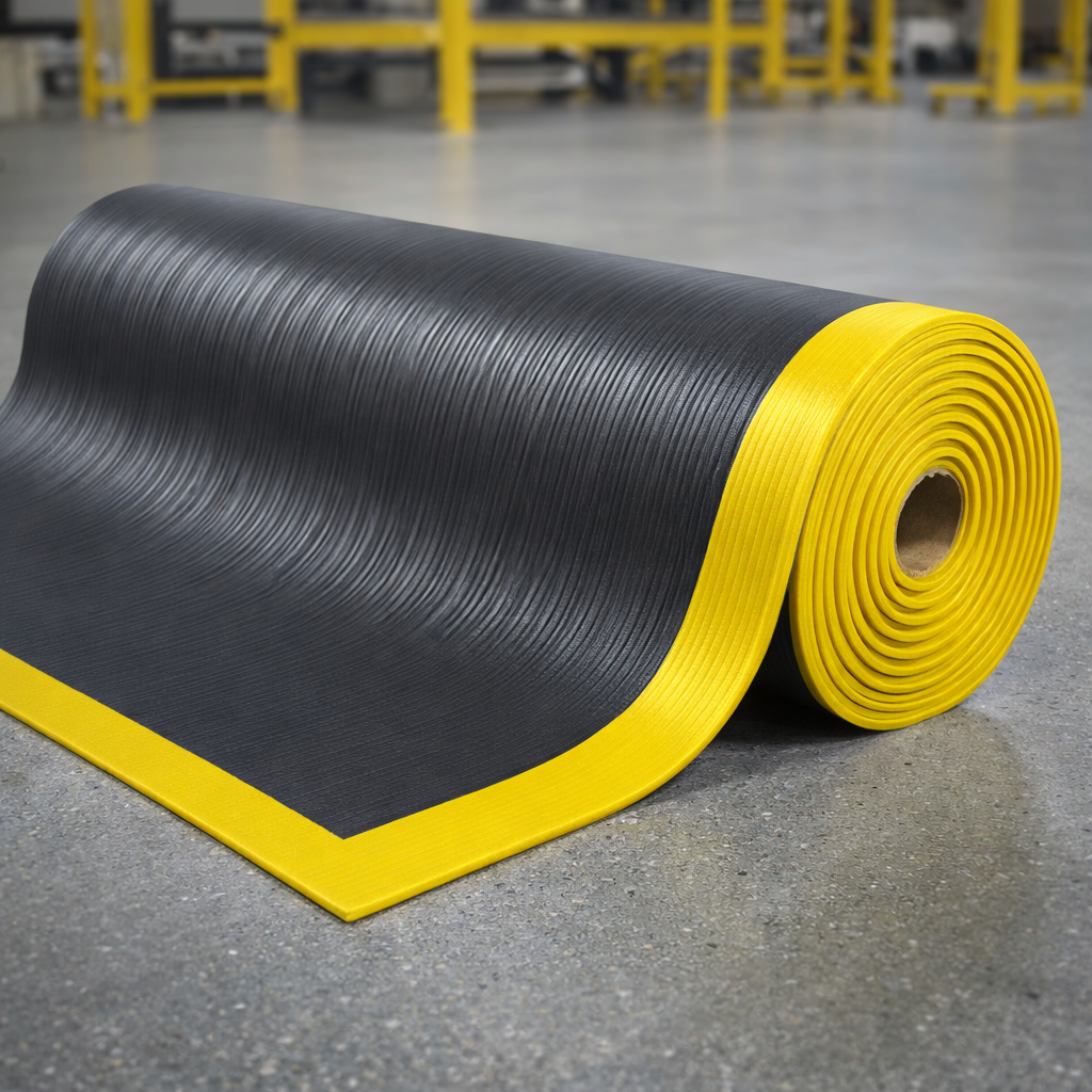 Anti-Fatigue Mat – Black & Yellow – 9.4mm Thick – Light Duty Use
