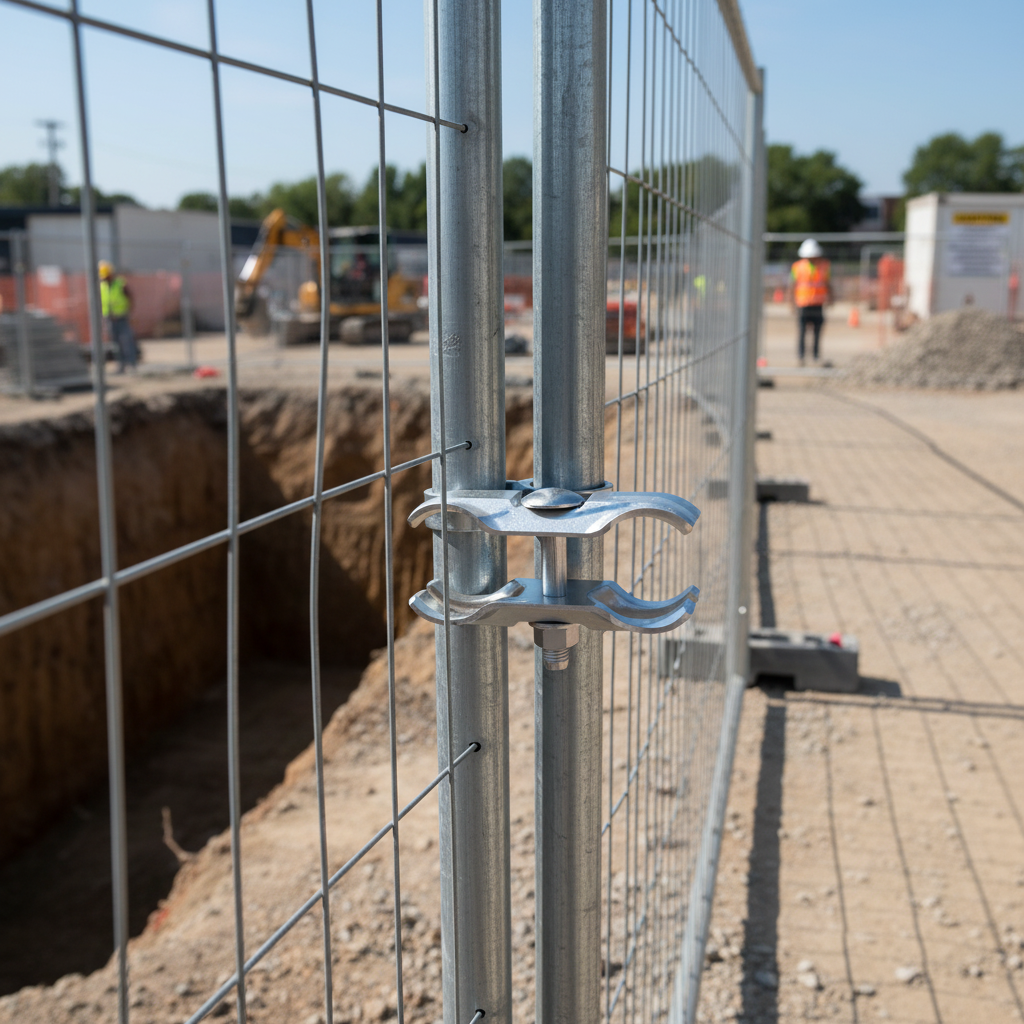 Premium Connecting Clamp for Mobile Fences - M10 x 60 mm, Hot-Dip Galvanized for Corrosion Resistance and Enhanced Stability