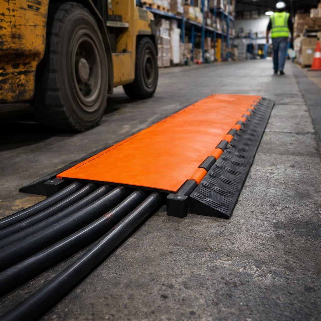 5-Channel Cable Protector – Orange/Black – Heavy Duty – Commercial Use