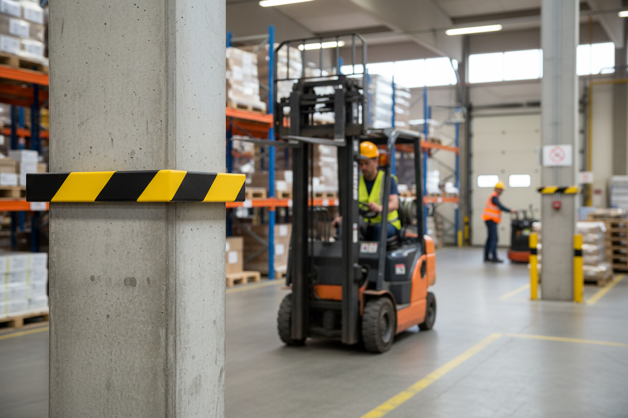 Premium Corner Protection Profile C20 - Magnetic with High-Visibility Hazard Marking for Impact Protection in Industrial Environments