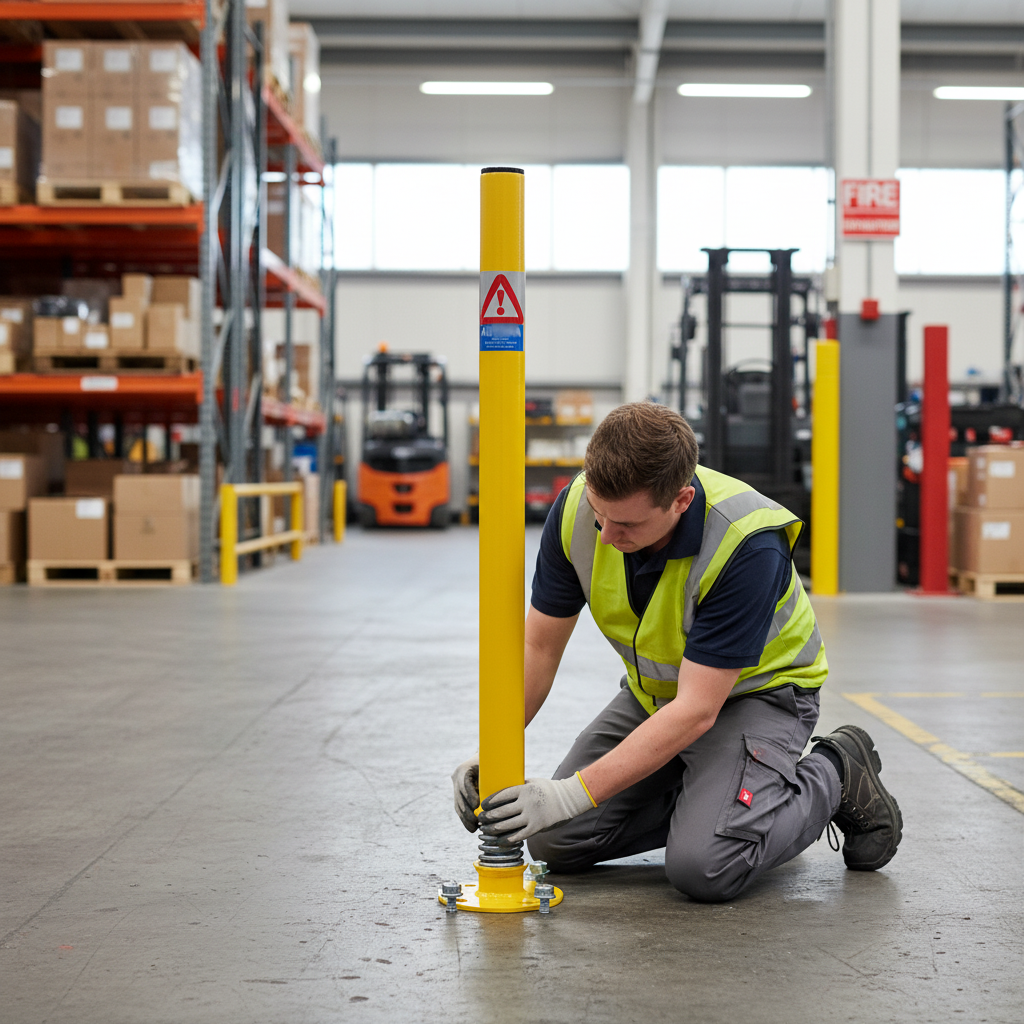 Premium Spring-Loaded Boundary Post 750mm x 48mm for Parking Delineation with Reflective Band and Flexible Design