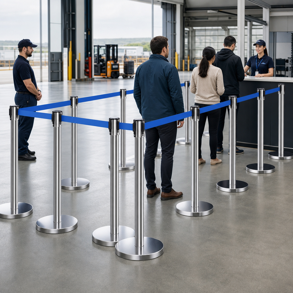 Belt Stanchion Set with 2m Blue Belt for Event Management (Pack of 10)