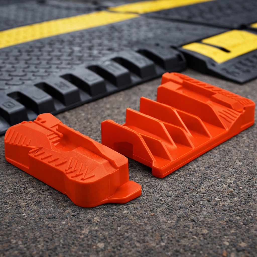 5 Channel Cable Protector End Caps – Orange – Polyurethane – Outdoor Use