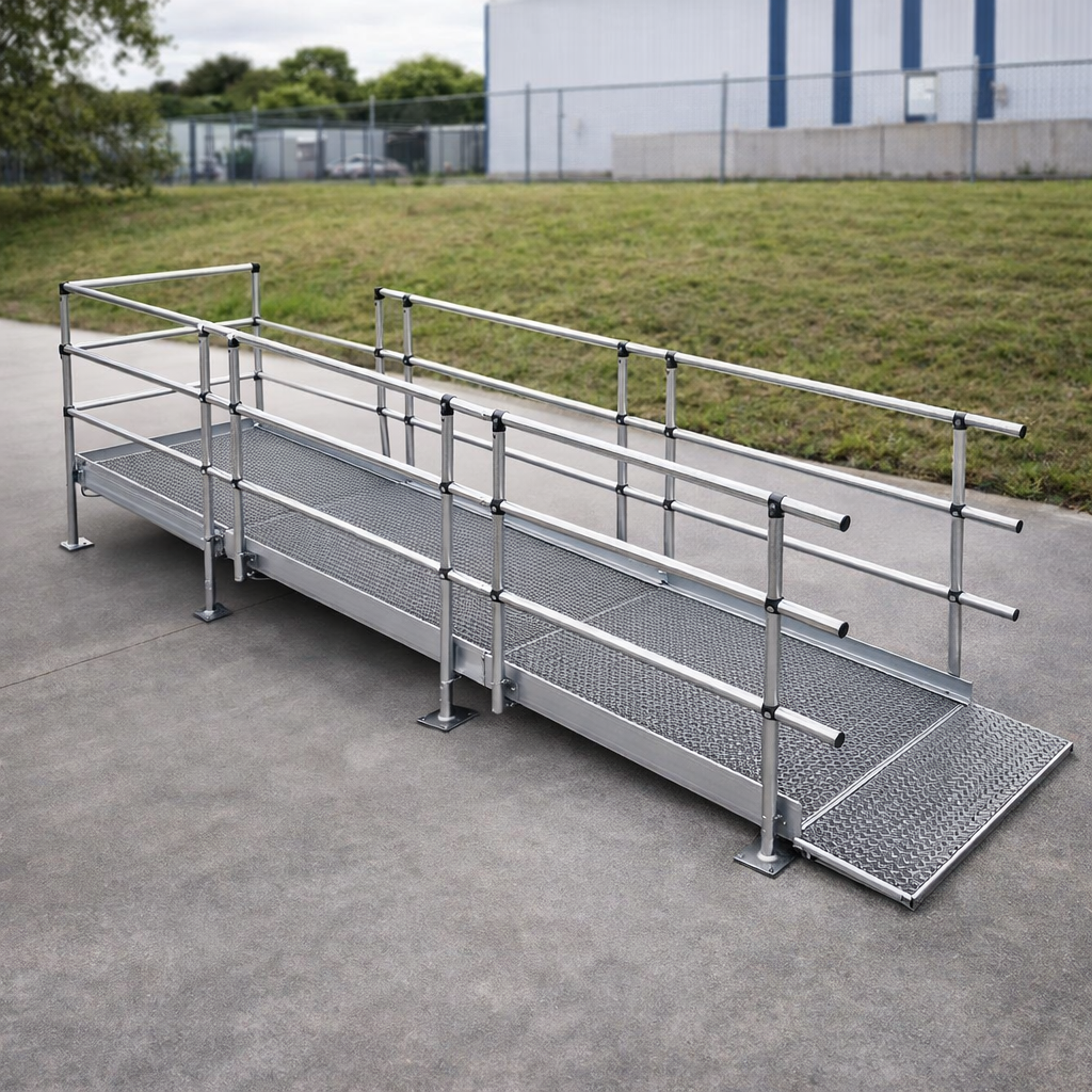 Modular Ramp Kit – 1500mm x 3800mm – Double Height Handrails – Wheelchair Access