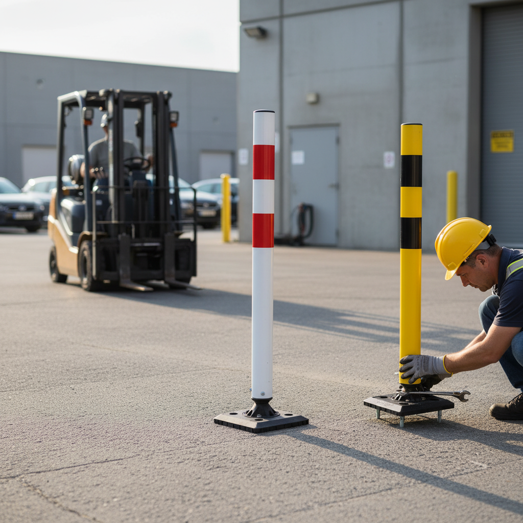 Premium Flexible Traffic Barrier Post 900mm High with Reflective Strips and Quick Release Mounting Option for Enhanced Safety