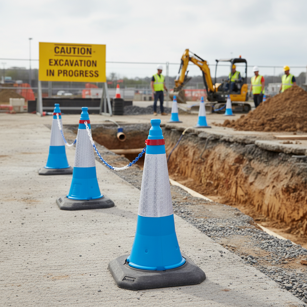 Premium 25m Cone & Chain Barrier Kit with 10 Reflective Cones for Crowd Control and Safety - side view | Barriers Co