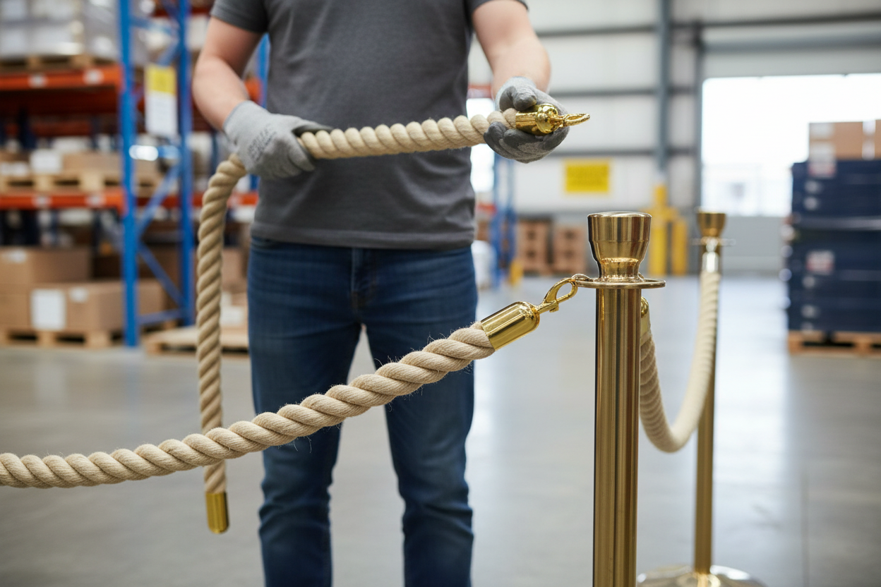 Premium Hemp-Look Queue Management Rope with Snap-Ends, Custom Lengths from 1-5 Meters, Durable Spleitex Material