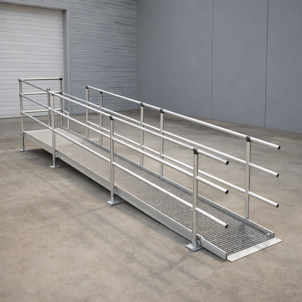 Modular Ramp Kit – 1500mm x 5700mm – Double Height Handrails – Wheelchair Access