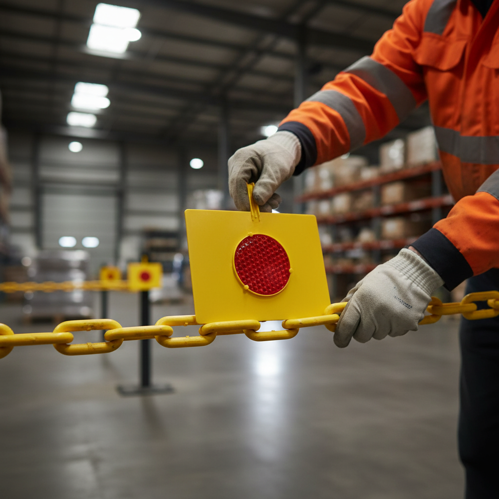 Premium Reflector for Barrier Chains - Durable Plastic Plate for Enhanced Visibility in Low-Light Conditions