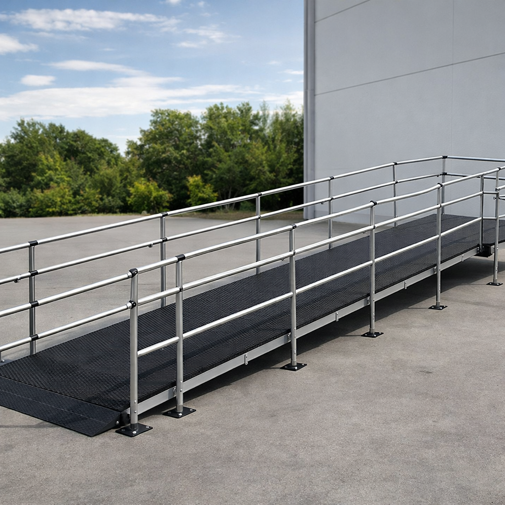 Modular Ramp Kit – 1500mm x 8000mm – Double Height Handrails – Wheelchair Access