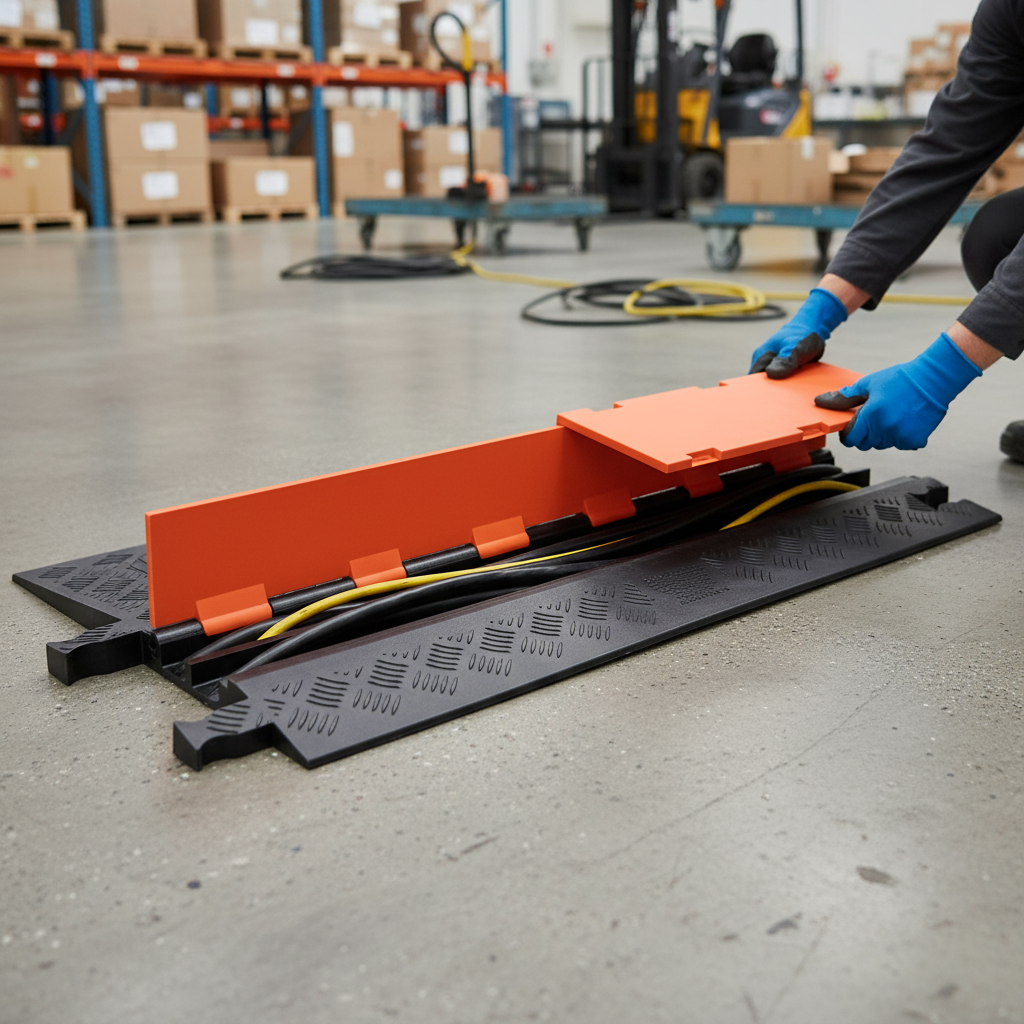 Premium Low Profile Cable Protector Ramp for Two Cables - Wheelchair Friendly Design with Durable Construction