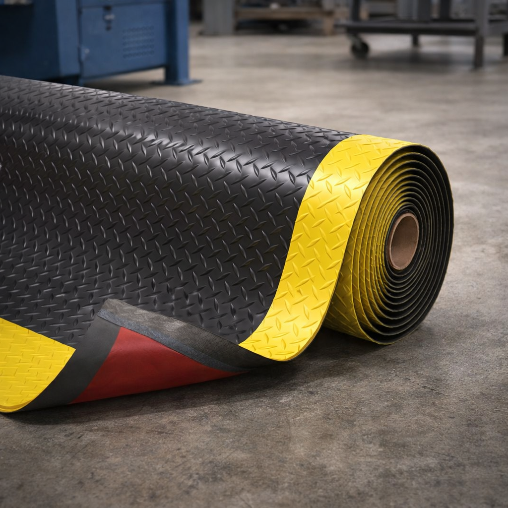 Ergonomic Anti-Fatigue Mat – Black Yellow – 14mm Thick – Commercial Use