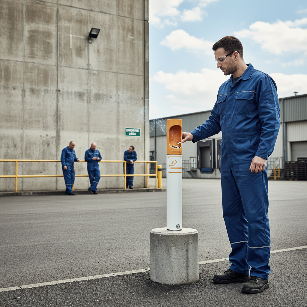 Professional Wall or Post Mounted Cigarette Ashtray Bollard for Easy Installation with Security Features