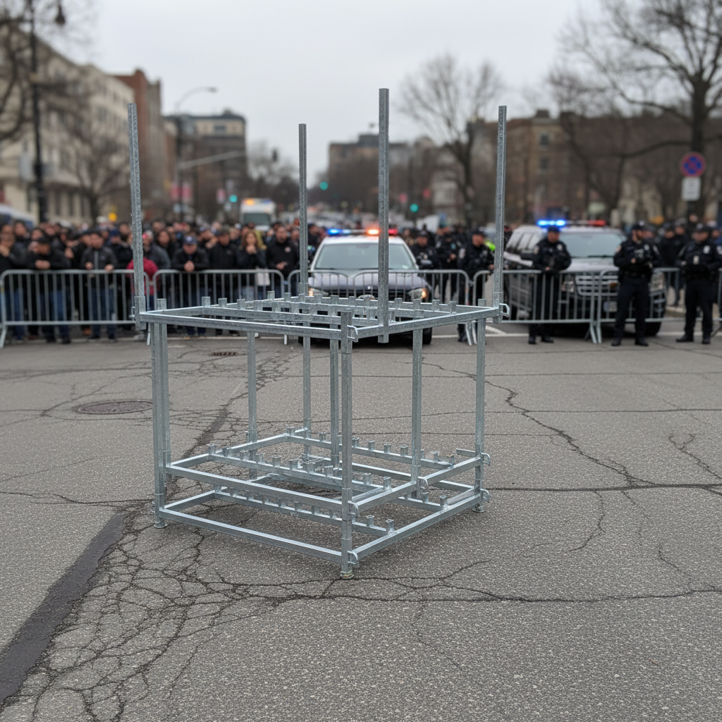 Premium Heavy Duty Square Tube Stackable Pallet for Enhanced Police Barrier Support and Versatile Use