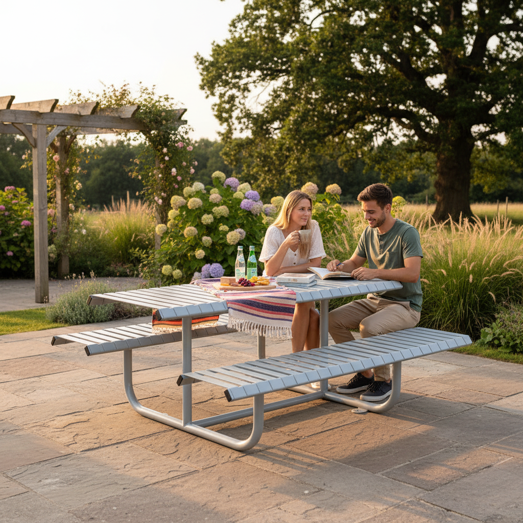 Premium Heavy Duty Picnic Bench 1.8m with Galvanised Steel Frame for Outdoor Durability and Minimal Maintenance | Barriers Co