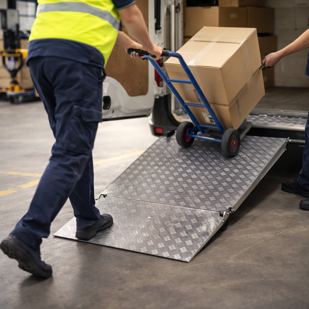 Folding Drive In Ramp – 1250mm + 450mm x 750mm – 300kg Capacity – Wheelchair & Mobility Scooter Access