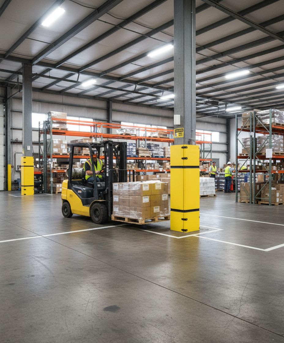 Premium Column Protector for Square, Round, or H-Columns - Tough, Highly Visible, Easy to Install, 1.1m Height, Ideal for Collision Prevention
