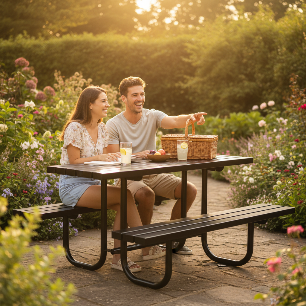 Premium Heavy Duty Picnic Bench 1.8m - Full Metal Construction with Galvanized Steel for Durability and... | Barriers Co