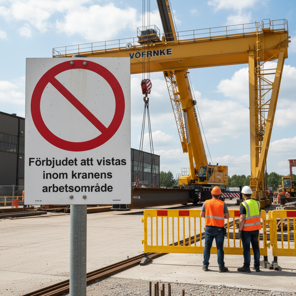 Premium Prohibition Sign: No Entry in Crane Working Area, Various Sizes and Materials for Safety