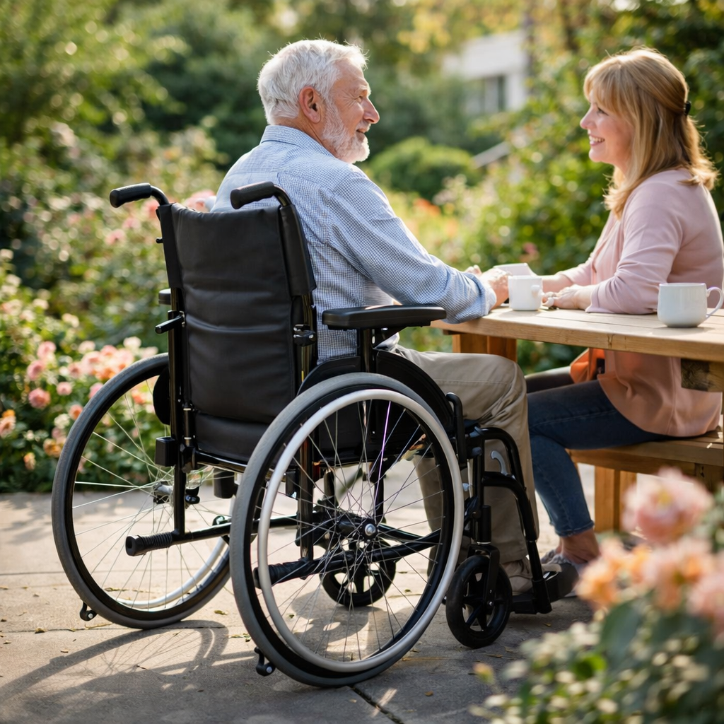 Self-Propelled Wheelchair – Black – 125kg Capacity – Indoor/Outdoor