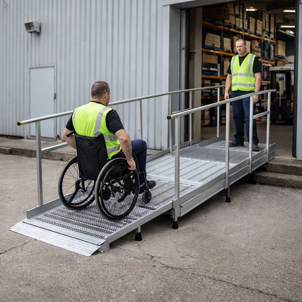 Aluminium Modular Ramp Kit – 900mm x 1250mm – Platform & Handrails – Wheelchair Access