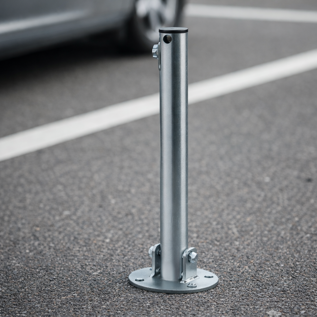 Folding Parking Bollard – Silver – High-Performance – Outdoor Use