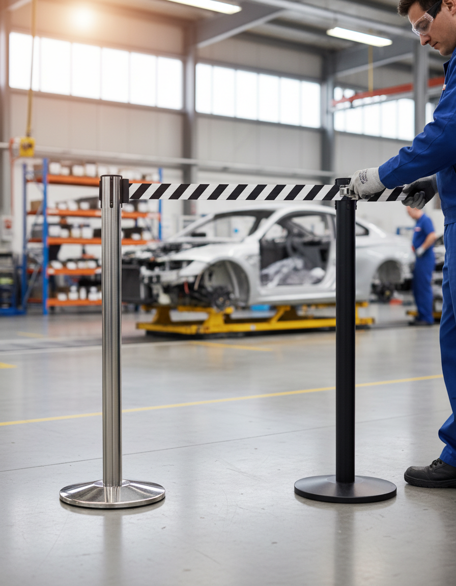 Premium Retractable Belt Barrier with Custom Print Options, 3m to 5m Long Belt for Flexible Crowd Control Solutions