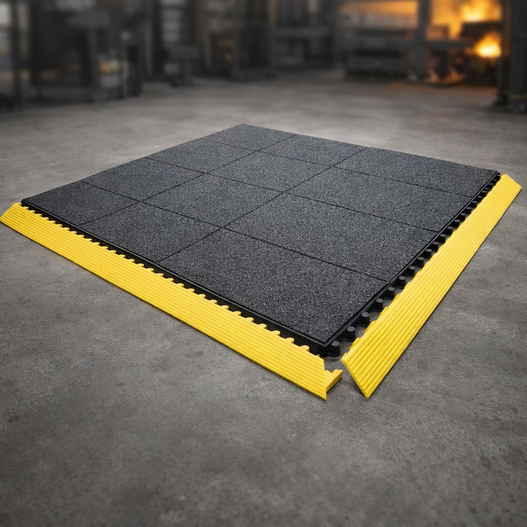 Rubber Fire Resistant Tile – 91cm x 91cm – Anti-Slip, Interlocking – Industrial Use
