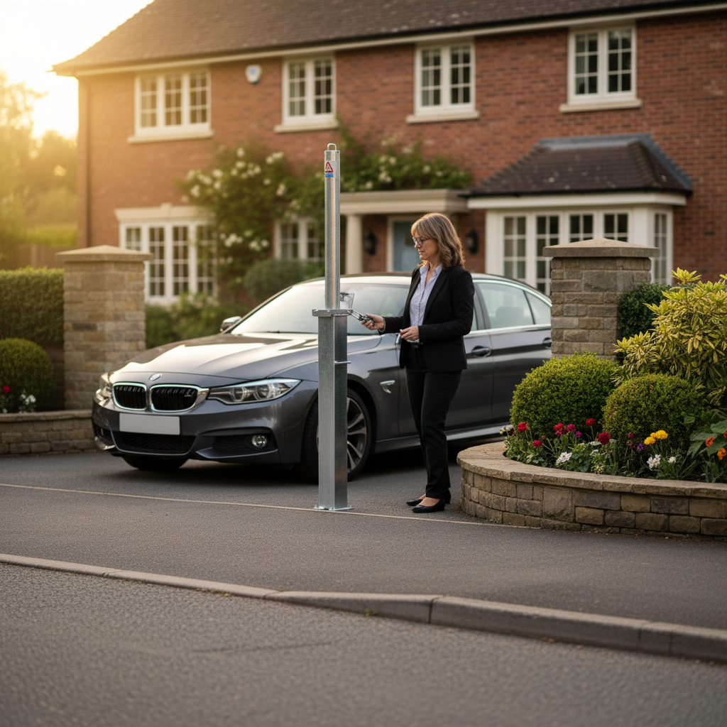 Premium Heavy Duty Retractable Bollard 745mm Tall with Convenient Handle for Vehicle Access Control