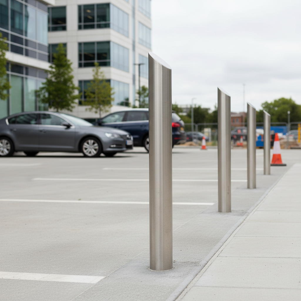 Premium Mitre Top Stainless Steel Bollard 1000mm - Durable and Elegant Design for Vehicle Management