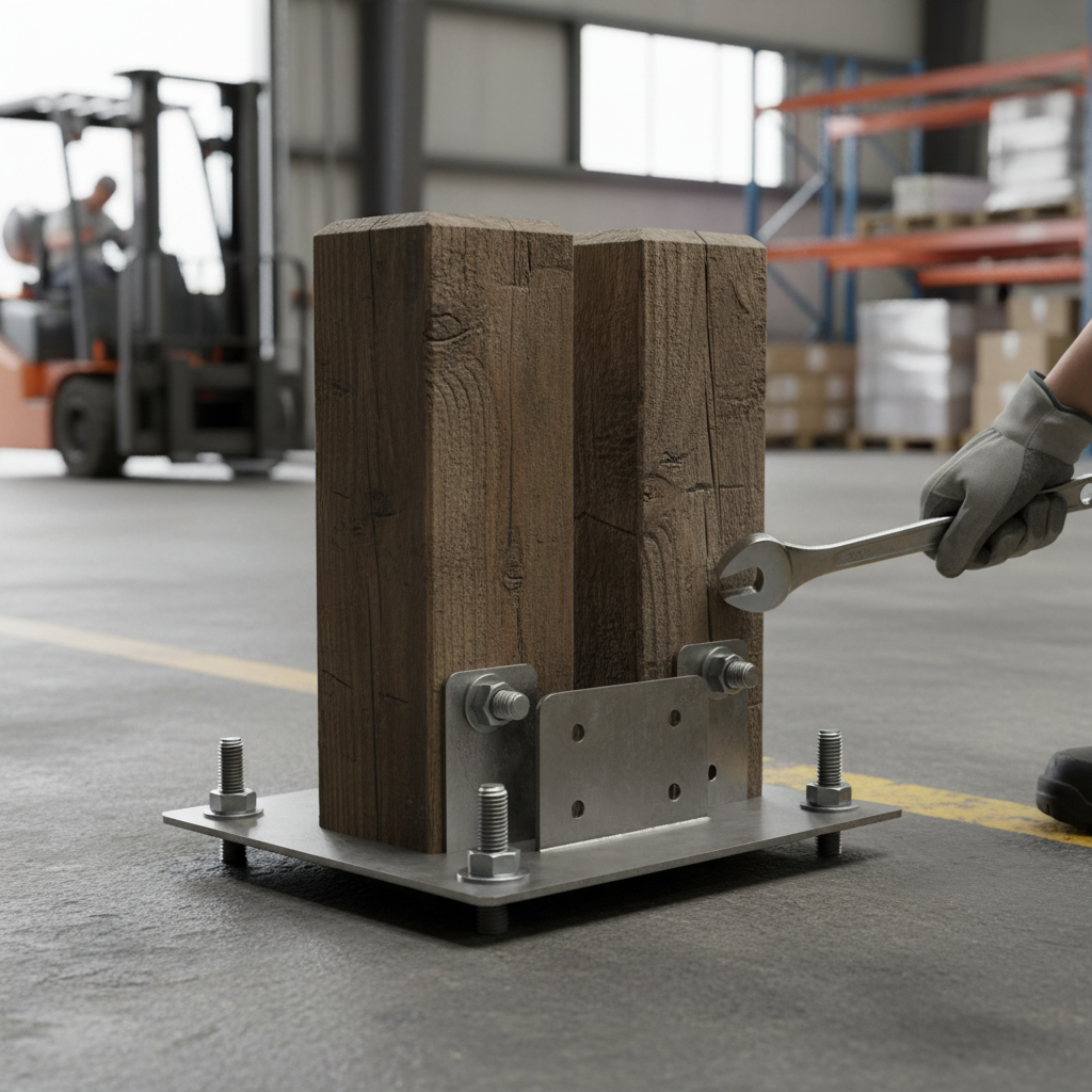 Premium Stainless Steel Wooden Bollard Ground Fixing Plate with Bolts for Secure Installation