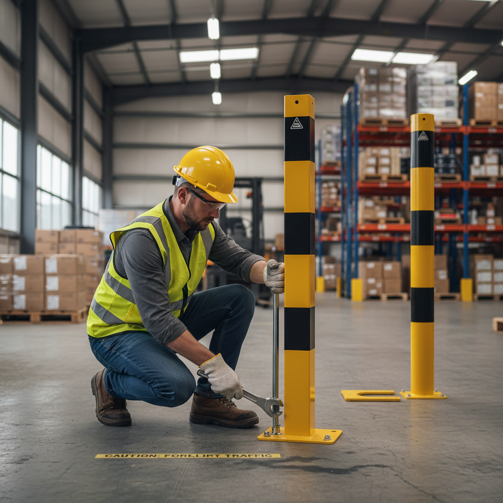 Heavy Duty Detachable Safety Barrier Post with Steel Tube, Hot-Dip Galvanized, Traffic Yellow with Black Stripes