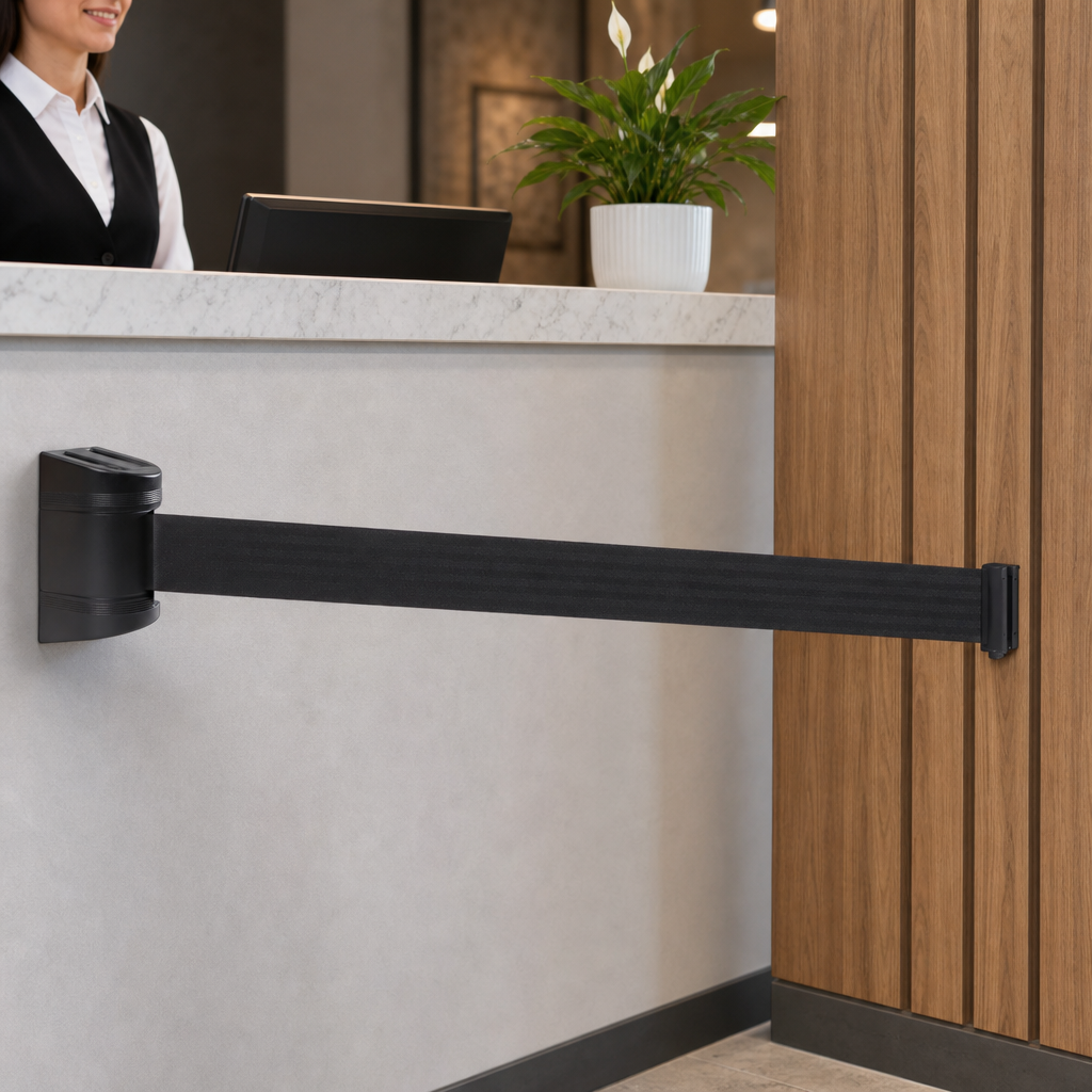 Wall Mounted Belt Barrier System with ABS Housing for Front of House