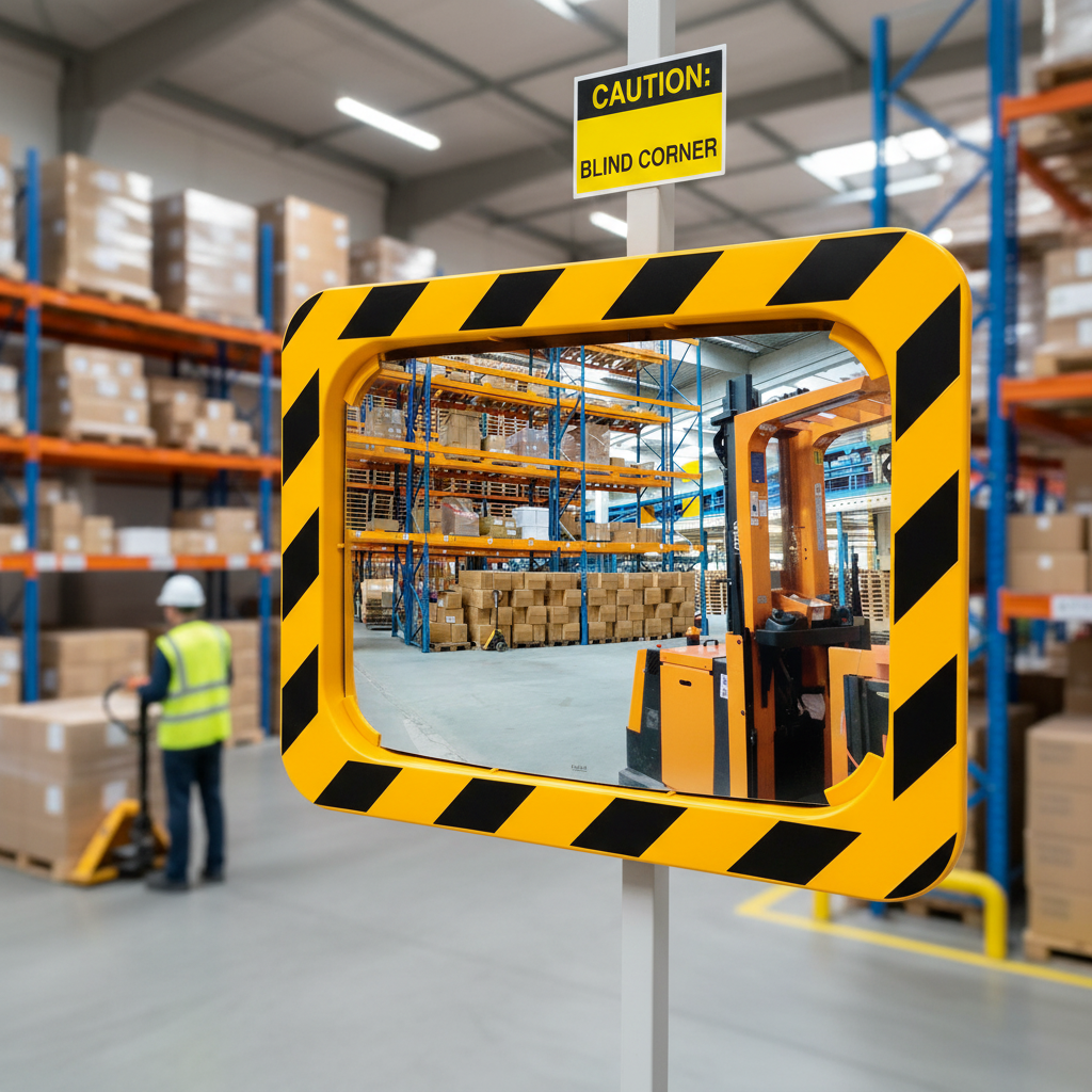 High-Performance Yellow and Black Traffic Safety Mirror for Industrial Use - Boost Safety in Warehouses and... | Barriers Co
