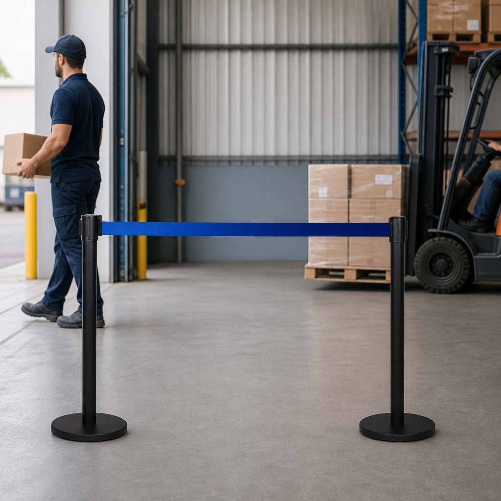 Belt Stanchion Set with 3m Blue Belt for Event Management (Pack of 2)
