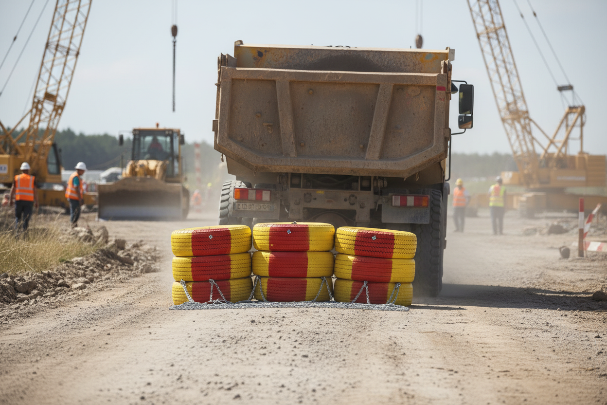 Premium Traffic Buffer 100km/h with Chain Mat - Approved for Safety with VVMB351 Crash Test Compliance