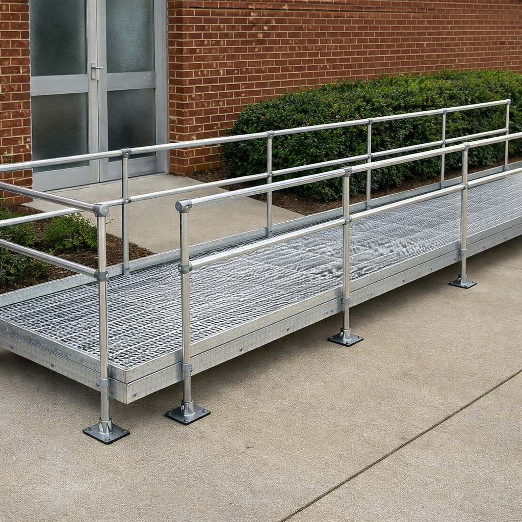 Modular Wheelchair Ramp Kit – 1080mm x 4500mm – Double Handrails – Accessibility