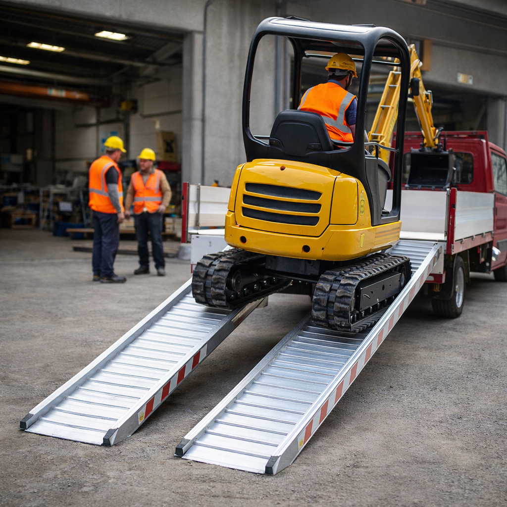 Aluminium Loading Ramps – 4000x360mm – 2500kg Capacity – Plant & Mini Digger Use