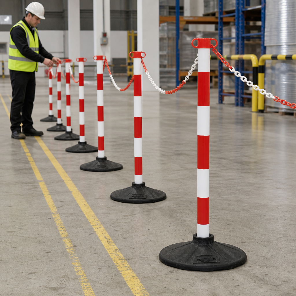 Post and Chain Barrier Kit for Crowd Control (25m) (Pack of 6)