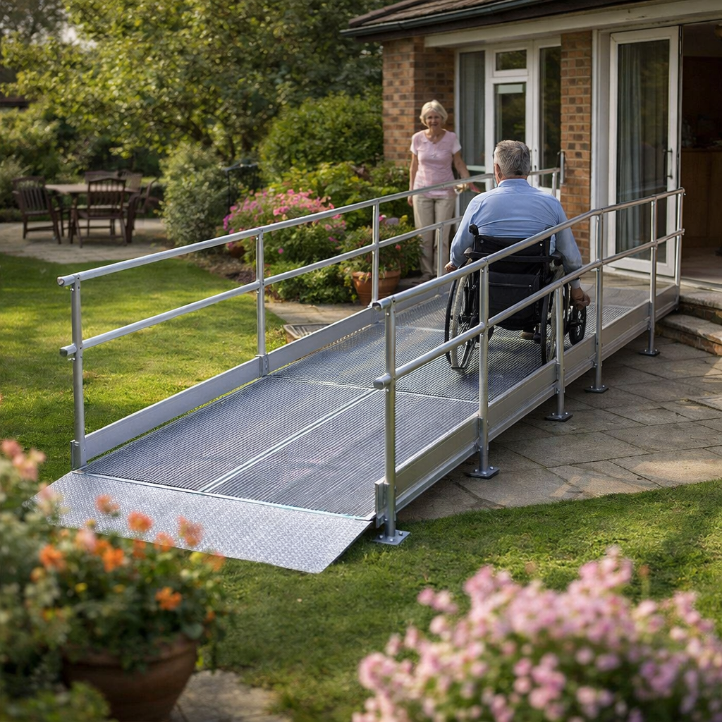 Modular Wheelchair Ramp Kit – 1080mm x 8000mm – Steel, 200kg – Wheelchair & Mobility Access