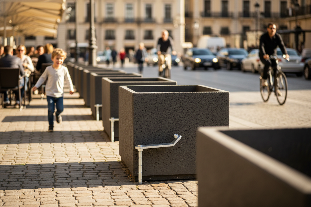 Heavy Duty Anti-Tip Anchor Kit for Large Public Planters - Galvanised Steel with Screws... - side view | Barriers Co