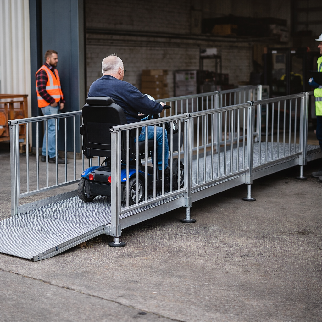 Modular Ramp Kit with Platform – 1500mm x 3300mm – Mesh Surface – Wheelchair Access