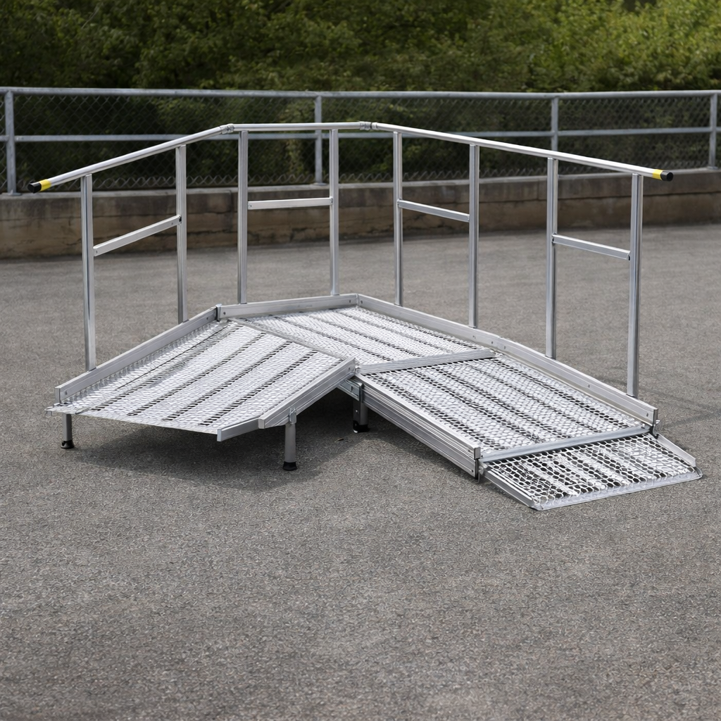Aluminium Modular Ramp Kit – 900mm x 1250mm – Platform & Handrails – Wheelchair Access