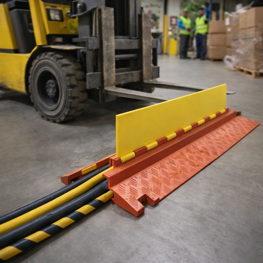 3 Channel Cable Protector – Orange/Yellow – Heavy Duty – Industrial Use