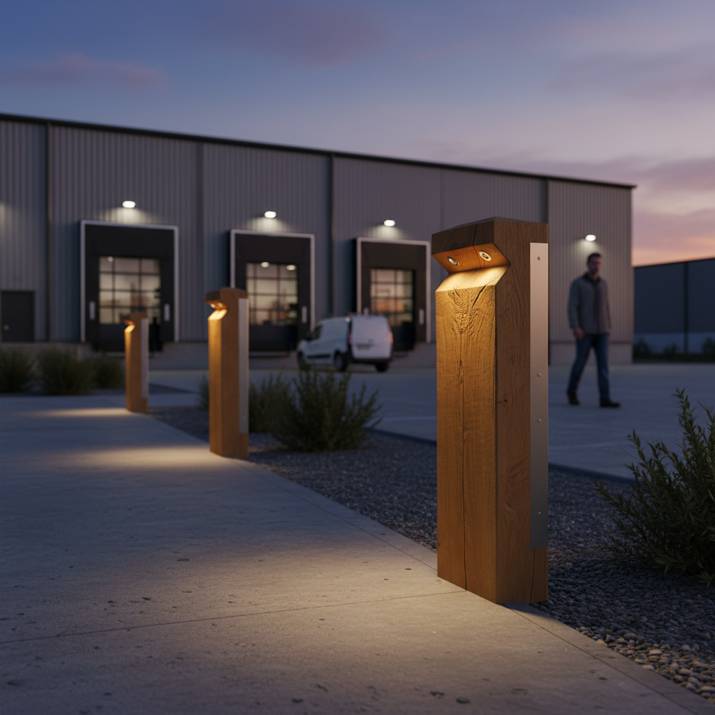 Premium Double Wooden Bollard Light with Solar and LED Options for Outdoor Spaces