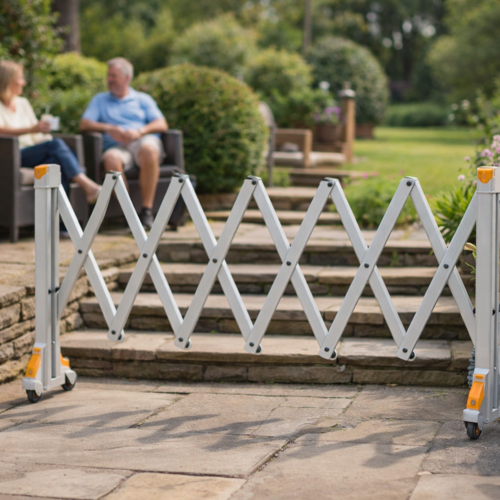 Retractable Safety Barrier – 2m – Aluminium, Reflectors – Commercial Use