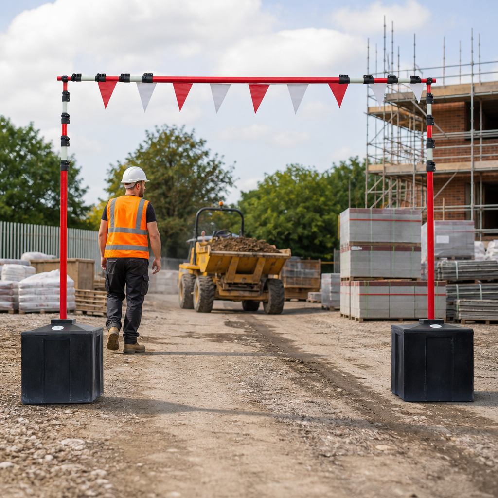 Fibreglass Height Restriction Goalpost Kit with Bunting for Construction Sites