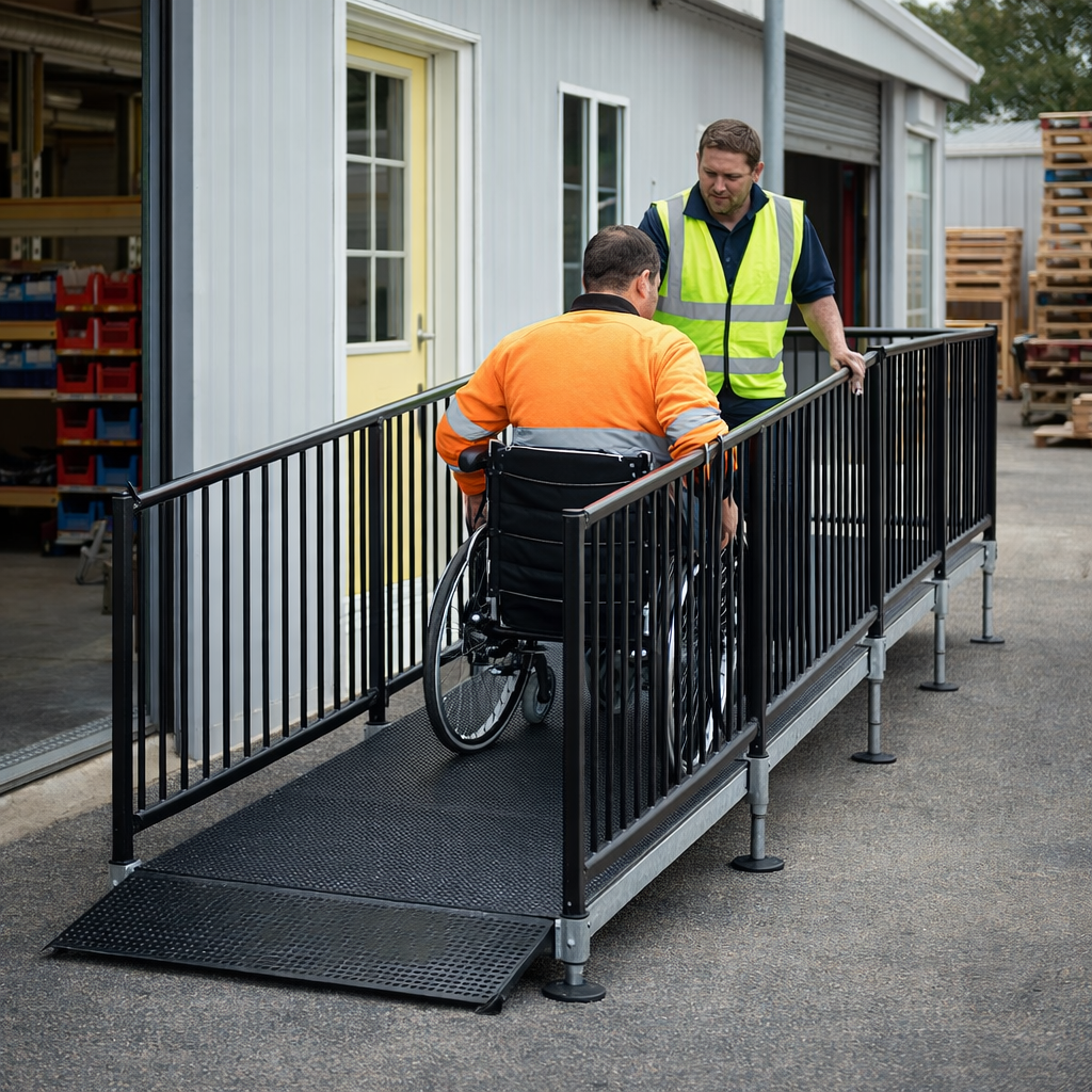 Modular Ramp Kit with Platform & Handrails – 1500mm x 3800mm – Wheelchair Access